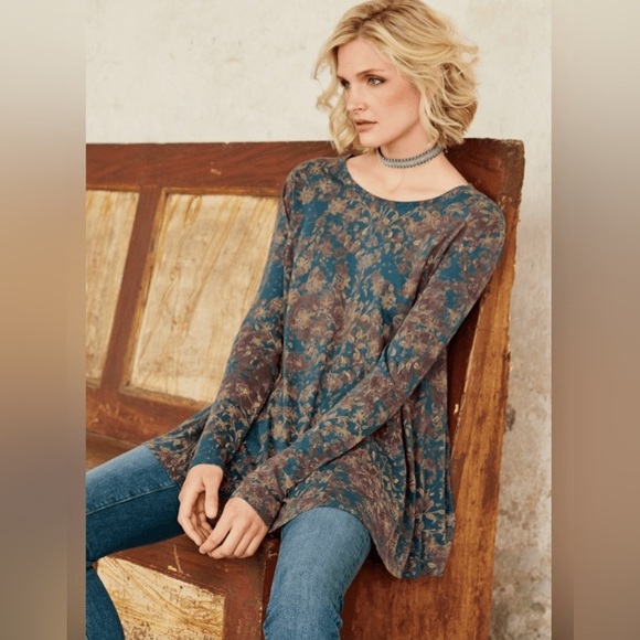 Peruvian Connection Multicolored Floral Pima cotton/Modal Blend Material XS - Picture 1 of 10